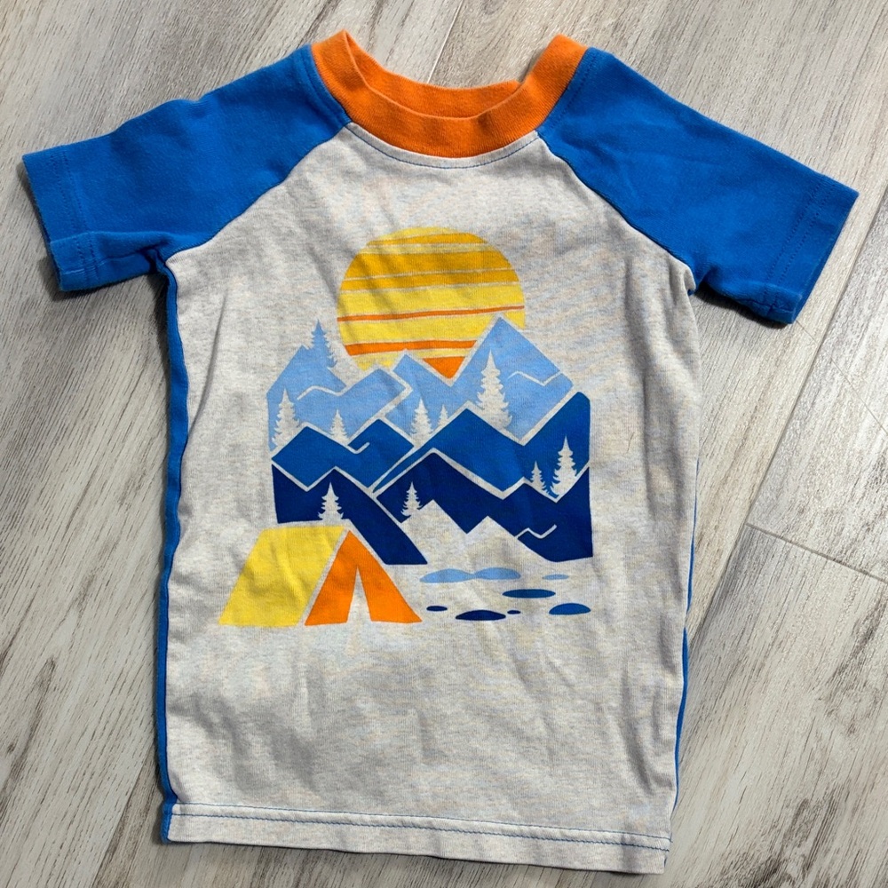Kirkland Signature Kids Pajama Top - Blue, Orange, and Gray